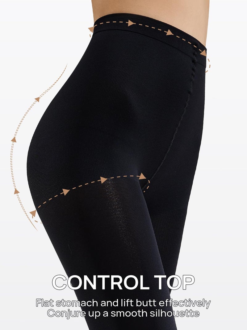 MANZI Women's 1 Pair Opaque Control-Top Tights with Comfort Stretch 70 Denier Black Large - Image 3